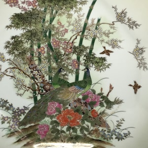 Vintage Midori Peacock Octagonal Plate /14 Carat Trim