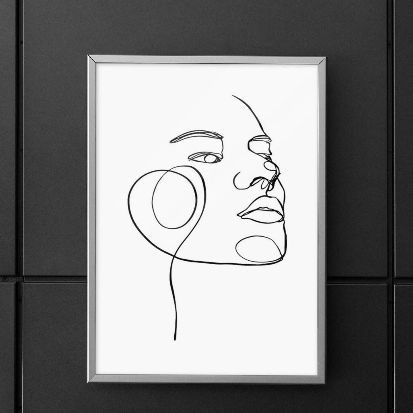 One Line Drawing, Face Line Art, Woman Line Drawing, Printable Wall Art