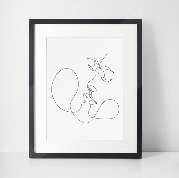 Couple Line Art Single Line Drawing Love Line Art Abstract Etsy