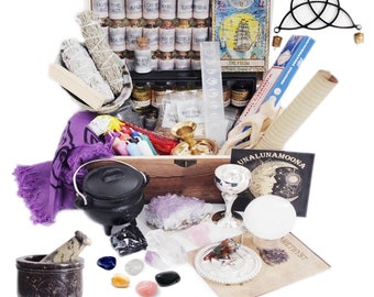 Kit de brujería, caja de kit de boticario con suministros Wiccan, kit de inicio de suministros de bruja, suministros de altar para brujas #3