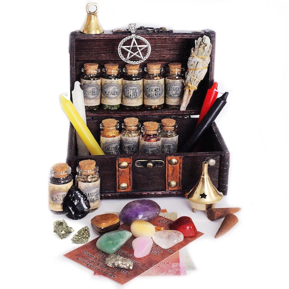 Witchcraft Kit, Apothecary Kit Box With Wiccan Supplies, Witch