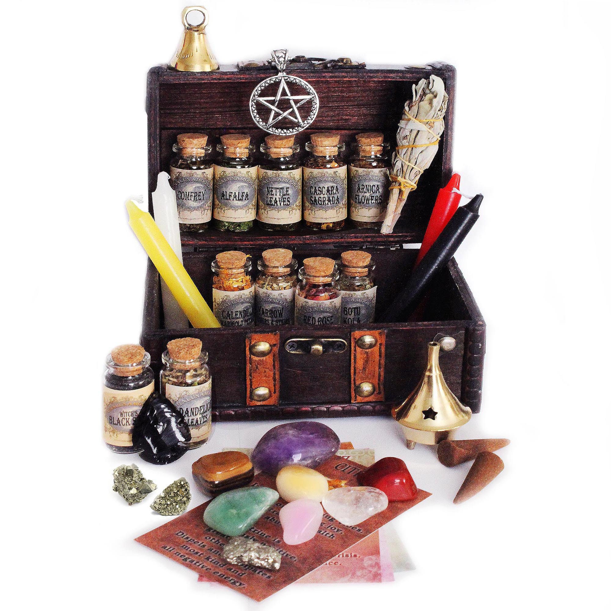 Witchcraft Kit, Apothecary kit Box with Wiccan Supplies, Witch Supplies Starter Kit, Altar Supplies for Witches