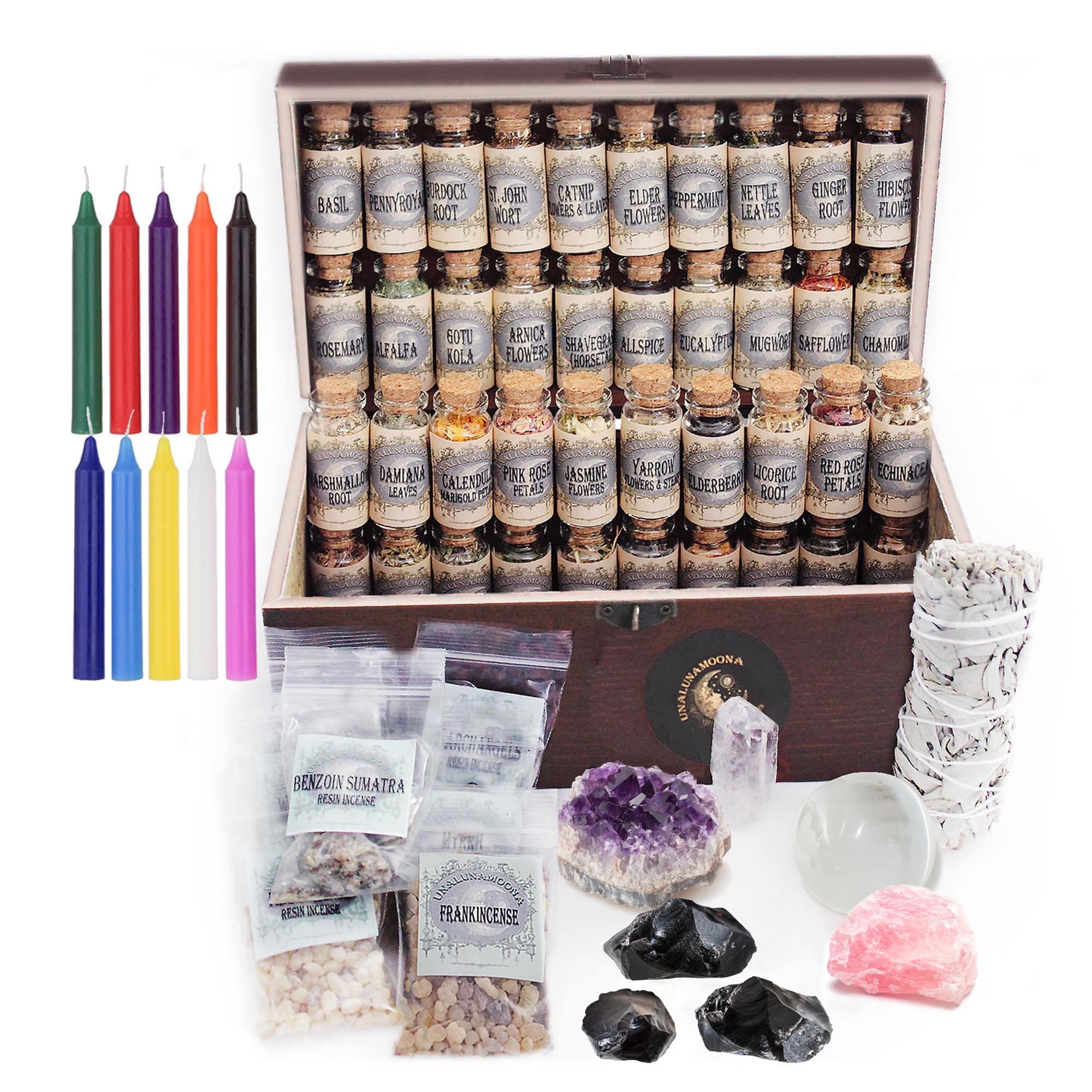 Witchcraft Kit, Apothecary kit Box with Wiccan Supplies, Witch Supplies Starter Kit, Altar Supplies for Witches