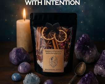 Kit de panela para ferver com intenção - Panela para ferver com intenção - Potpourri de fogão: Colher vintage com fragrância aconchegante para casa, cristal e laço de veludo - Presentes