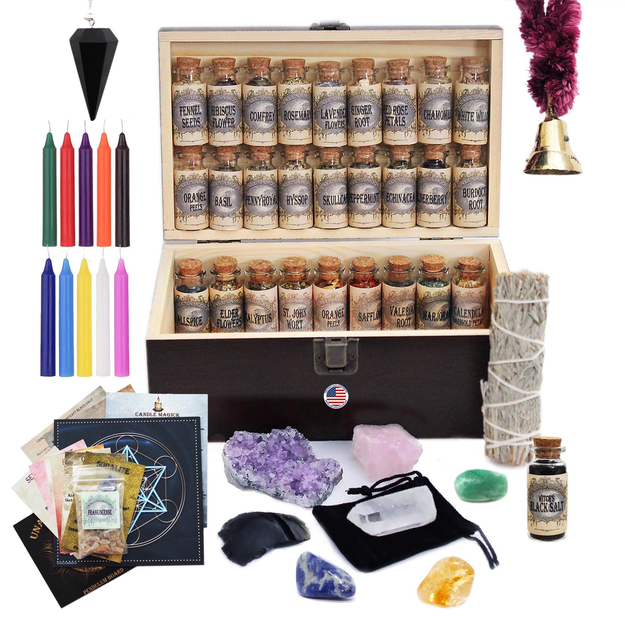Witchcraft Kit, Apothecary kit Box with Wiccan Supplies, Witch Supplies Starter Kit, Altar Supplies for Witches