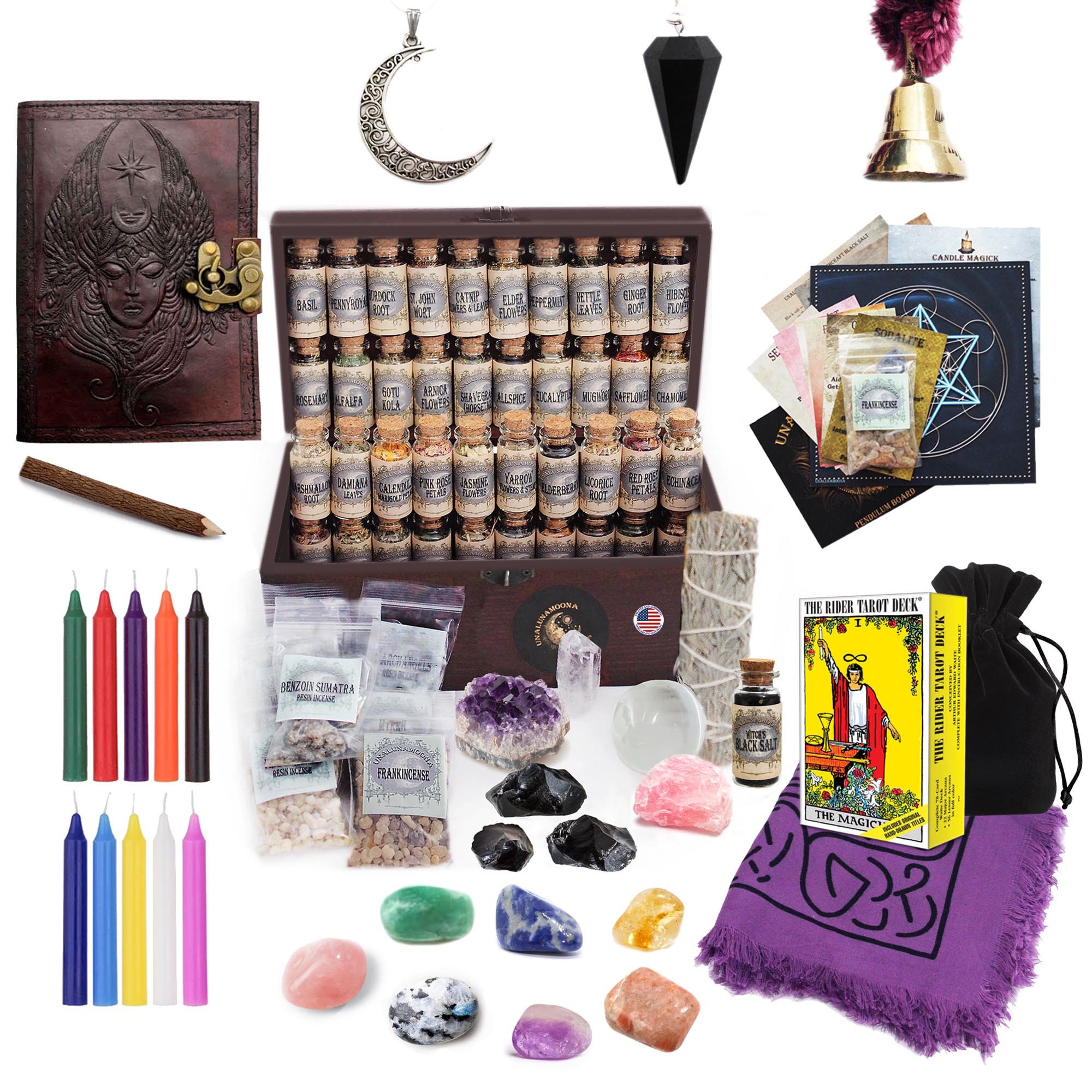 Witchcraft Kit, Apothecary kit Box with Wiccan Supplies, Witch Supplies Starter Kit, Altar Supplies for Witches