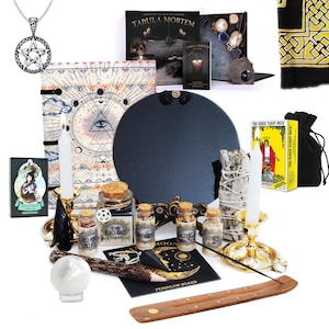 Witchcraft Starter Kit: Scrying Mirror, Herbs, Crystals & Divination Tools
