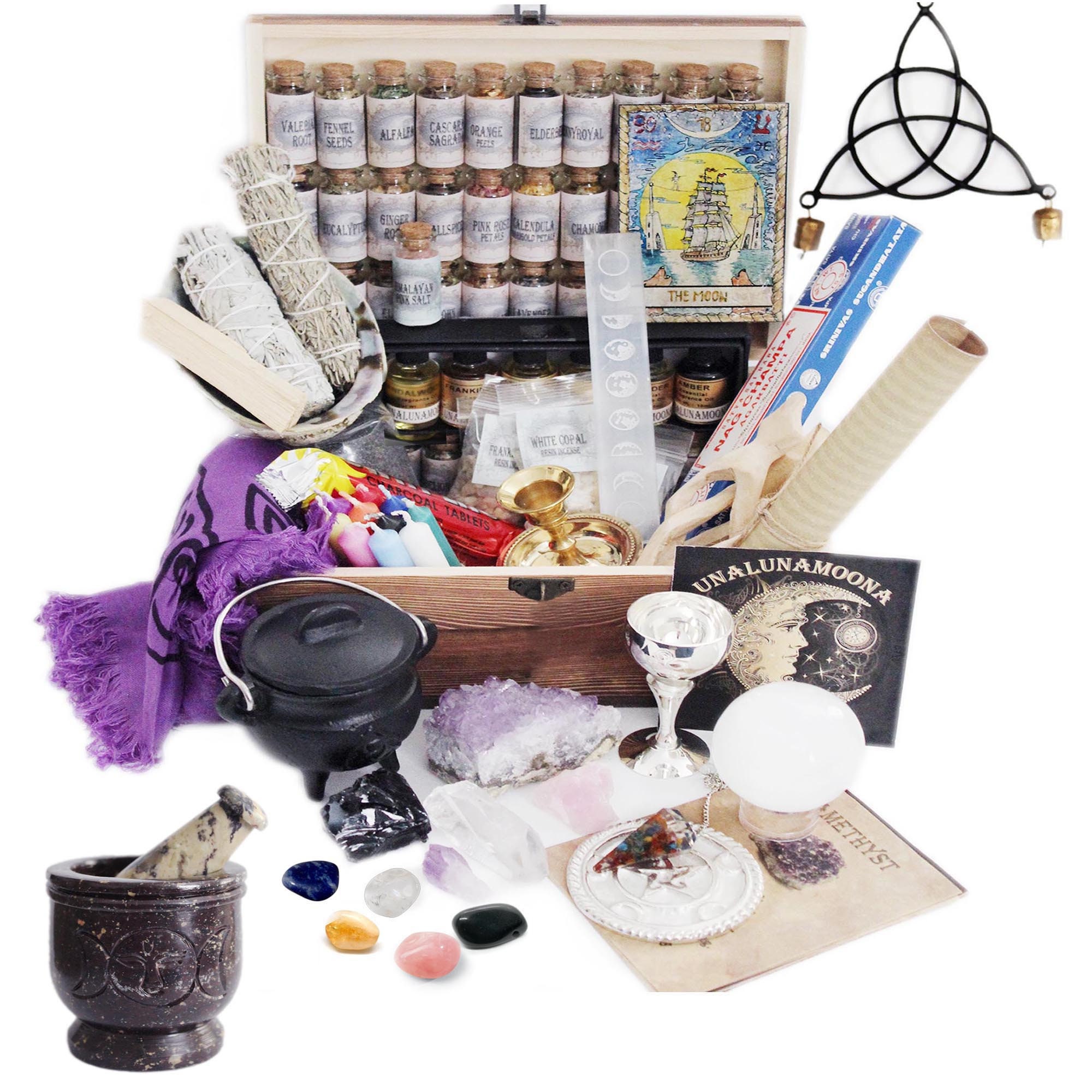 Witchcraft Kit, Apothecary kit Box with Wiccan Supplies, Witch Supplies Starter Kit, Altar Supplies for Witches