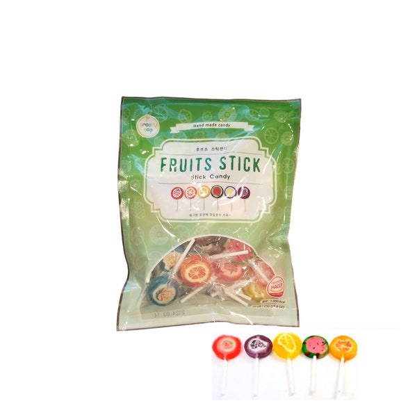 Korean Hand Made Fruit Falvor Lollipops Candy (250g - 20Candy )