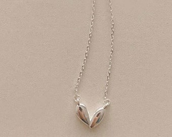 Asymmetrical Heart Necklace, Angular Heart Necklace, Cute Heart Necklace, Irregular Minimalist Silver Heart Jewelry, Dainty Heart Necklace