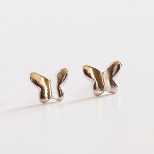 Dainty 18K Gold Plated Sterling Silver Butterfly Stud Earrings (4mm)