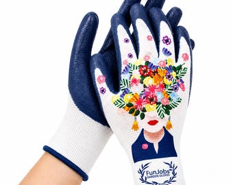 FunJobs Frida Gardening Gloves Women, 1 pair medium adult stretchy, Ideal gardening gift