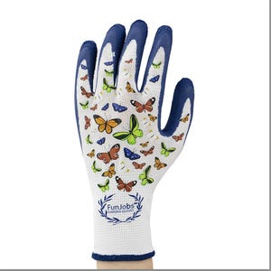 FunJobs Butterfly Garden Gloves, 1 pair, Medium, Designed by women for women