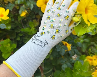 FunJobs  Long Bee Garden Gloves- Protects arms- Medium