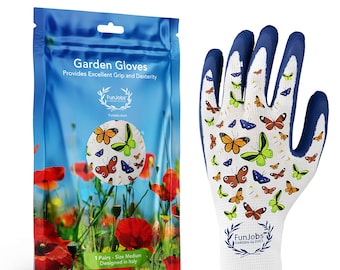 FunJobs Butterfly Garden Gloves, 1 pair, Medium, Designed by women for women