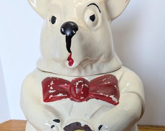 Vintage 1950s Gilner White Polar Bear W/ Red Lips & Paws Hand