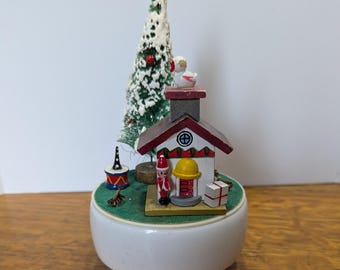 Vintage Musical Christmas Clock 80's Christmas Wall Hanging