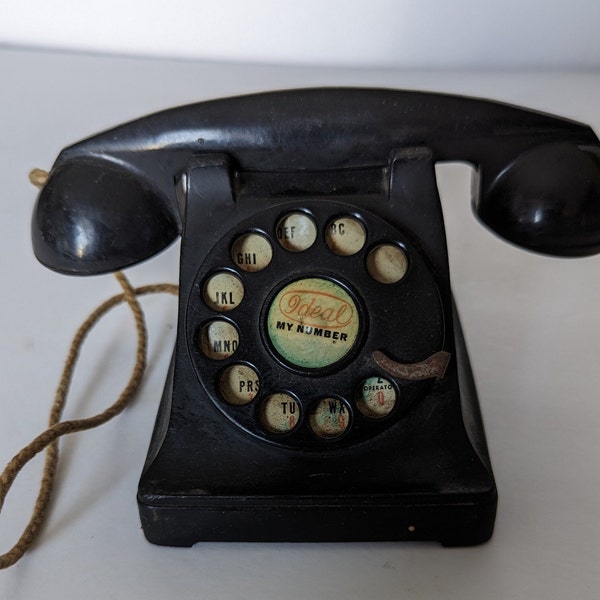 Vintage Ideal my number toy black telephone. plastic.