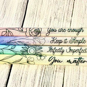 Inspirational/Affirmations Quotes Pen Wrap, Ombre&#39; and Black and White, Delicate floral, PNG, 10 wraps, Great Price