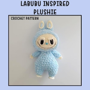 Labubu inspiriert Plushie Häkelanleitung einfach Anfänger und Fortgeschrittene Amigurumi Meersalz Kokosnuss Monster Spielzeug Schlüsselanhänger Plüsch-Tutorial