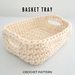 Basket Tray Crochet Pattern Simple Beginner Easy Gift Idea Tutorial Homeware and Kitchenware DIY Macramé Yarn Basket Decoration PDF download