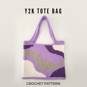 Y2K Crochet Tote Bag Pattern: Stylish Purple Accessory (PDF Download