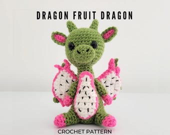 Patrón de dragón de fruta del dragón a crochet: Tutorial en PDF de peluche amigurumi