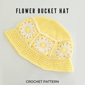 Flower Bucket Hat Crochet Pattern for Beginners daisy granny square Easy Summer Beach PDF quick and simple sun hat Tutorial gift idea fisher