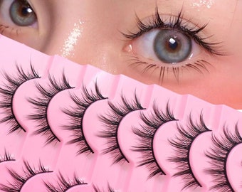 Manga Lashes Natural Look Wispy Anime Lashes Soft Fake Eyelashes Lightweight False Eyelashes Faux Mink Lashes Look Like Individual Lashes 8