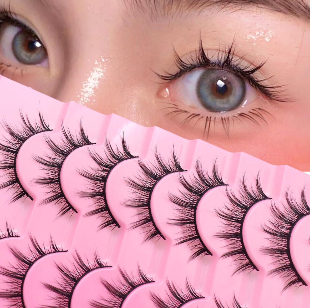 Natural Manga Lashes False Eyelashes Wispy Anime Fake Lashes Clear Band  Asian Korean Lashes Manhua Strip