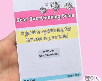 Estimado Overthinking Brain Zine, herramientas de salud mental, folleto de autoayuda de bolsillo para quienes piensan demasiado