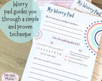 Bloc de notas de salud mental Worry Pad A5 con hojas de trabajo de TCC (40 hojas)