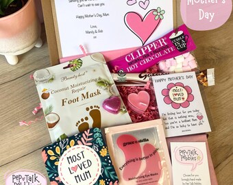 Caja de regalo para el Día de la Madre: Abrazo de bolsillo, chocolate, mascarilla para pies