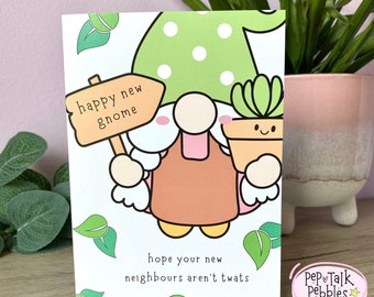 Funny New Home Card, Cheeky Moving House Warming Gnome Card, Blank Inside