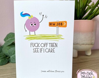 Tarjeta divertida para un nuevo trabajo: Tarjeta de despedida con malas palabras