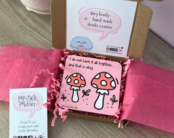 Posavasos de hongos: un regalo de afirmación positiva