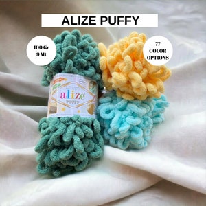 Alize Puffy Yarns, Softly Yarn, Needlepoint, Bulky Yarn, Loop Yarn, Blanket Yarn, Chunky Knit Blanket, Yarn - Fiber, No Hook Yarn, Puffy