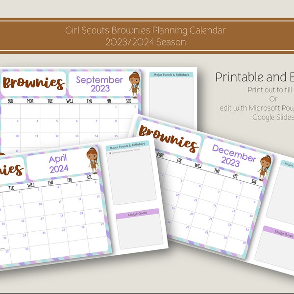 Girl Scouts Monthly Calendar Etsy