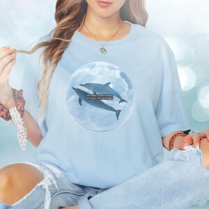 Surreal Dolphin Graphic T-Shirt, Spiritual Affirmation Shirt, Affirm Everything Attach to Nothing Tee