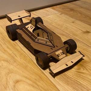Digital Ferrari 312T Lasercut 3D wooden model Formula 1 car 1:15 scale for 3mm wood