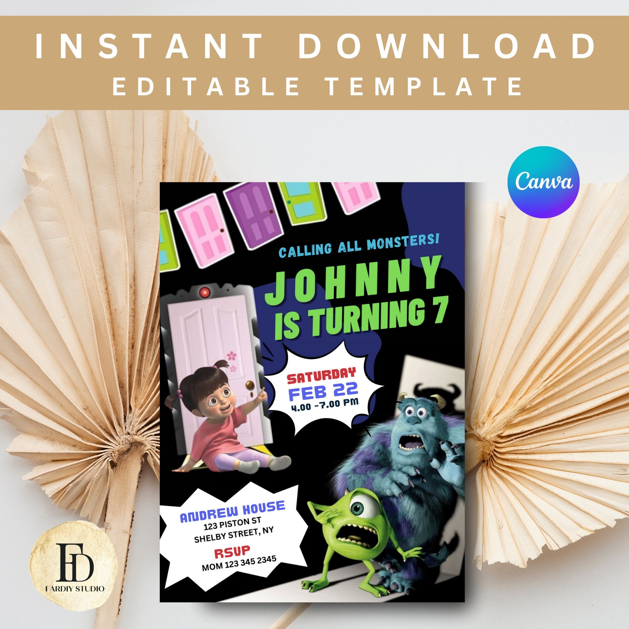 Monster Inc Birthday Invitation Monster Birthday Party For Kids Instant Monster Inc Birthday Invitation Monster Birthday Party For Kids Instant