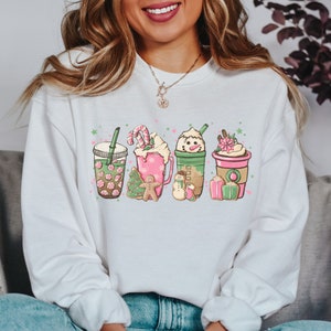 Christmas Coffee Sweatshirt, Coffee Sweatshirt for Women, Starbucks Christmas Sweater, Holiday Coffee Shirt, Coffee Lover Gift, Gingerbread