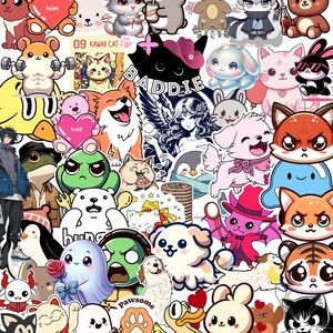 50 Hand Made Cute Sticker Pack Gacha Sticker Pack, Water-proof, Girly Aesthetic Sticker Pack, Kawaii Sticker Pack