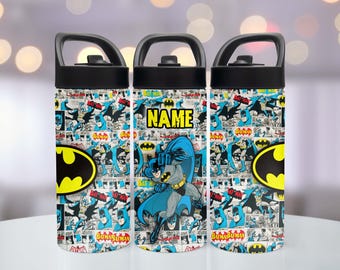 Bat Custom Kids Water Bottles 16oz, 20oz. for girls and boys Back to school, Superhero Fan Spill Proof Water Bottle