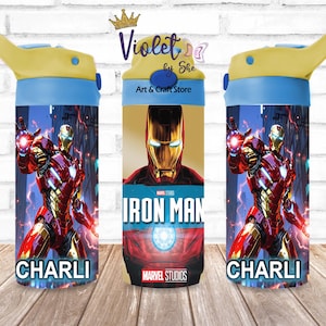 Superhero Custom Kids Water Bottles 12oz, 20oz. for girls and boys Back to school, gifts for boys, personalized with name.