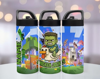 Personalized Gamer Water Bottle – Chicken Jockey, Stainless Steel, Back to School