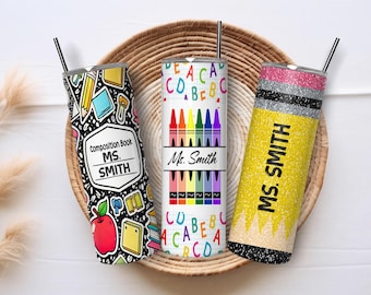 Gift for Teachers, Personalized Tumbler, Slim Pencil Shaped Tumbler, Gifts for Teacher Appreciation Day