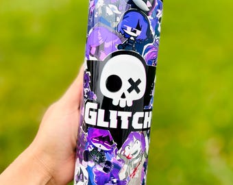 Personalized Gamer Kids Stainless Steel Tumbler - Uzi & Glitch Design