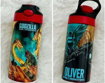 Godzilla Custom Kids Water Bottles 12oz, 20oz. for girls and boys Back to school, gifts for boys, King kong personalized with name