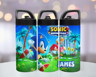 Personalized Sonic the Hedgehog Water Bottle, Stainless Steel Kids Bottle - Shadow